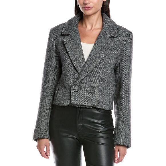 Rebecca Minkoff WomensMargo Wool-Blend Coat Gray